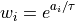 w_{i} = e^{a_{i} / \tau}